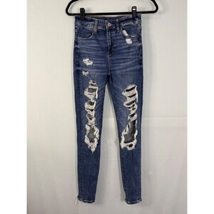 American Eagle‎ Skinny Jeans Womens 2 Blue Distressed Ne(x)t Level Stretch